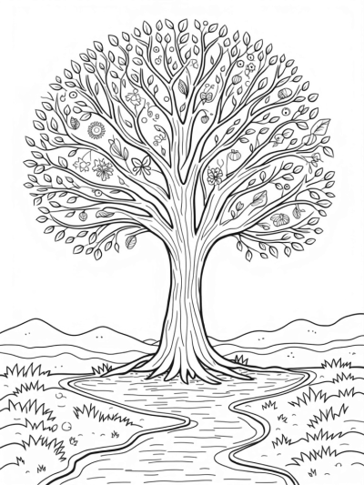 Four Seasons Tree with River