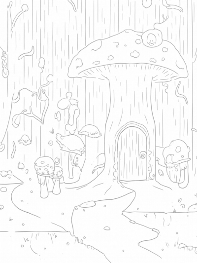 Gnarled Tree and Gruffalo's Head in a Magical Forest