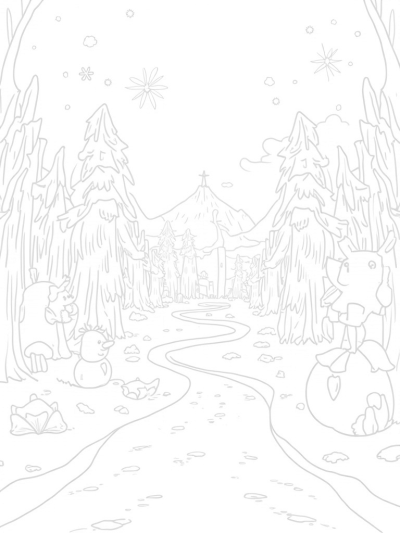 Frozen Forest with Ice Crystal Trees and a Snowflake Palace