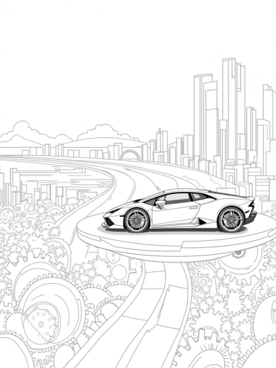 Futuristic Lamborghini on a Floating Platform