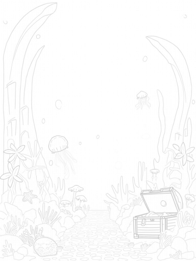 Underwater Garden with Coral and Jellyfish