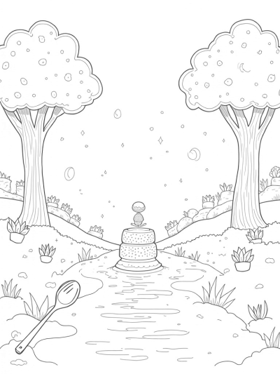 Broccoli Trees and Doughnut Sun in a Food Forest