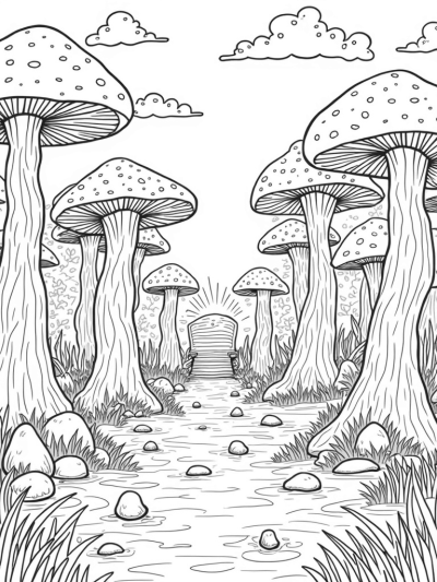 Oversized Mushrooms and a Magical Forest Path
