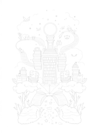Enchanted Owls in a Floating Library