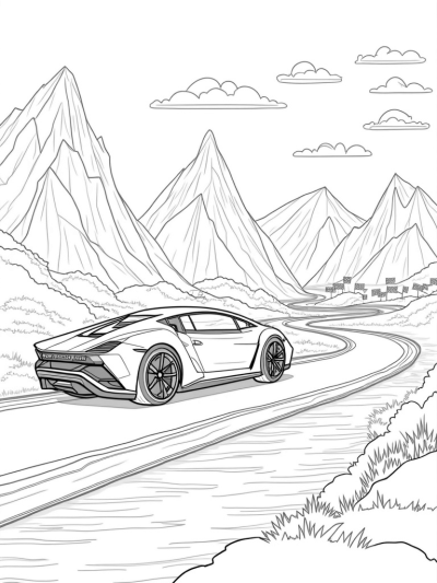 Futuristic Lamborghini Racing Above a Winding Track