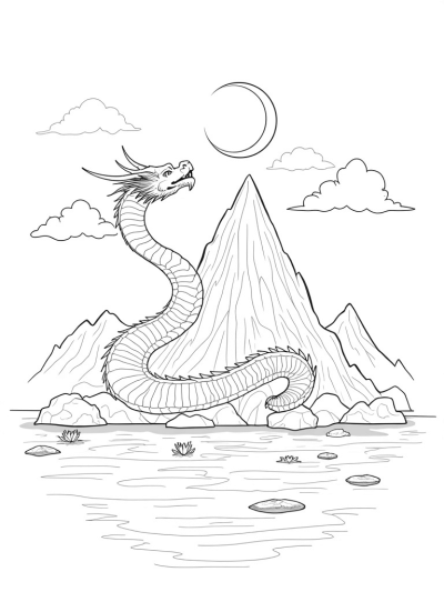 Colossal Dragon Wrapped Around a Crystal Mountain