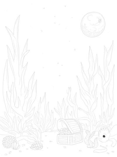 Underwater Garden with Kelp, Fish, and a Curious Octopus