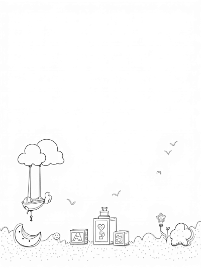 Dreamy Cloudscape with Baby Items