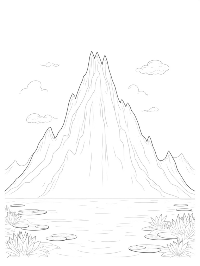 Dragon Mountain Overlooking a Tranquil Lake