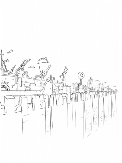 Colossal Cityscape Under Siege