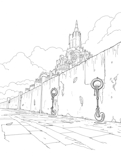 Crumbling City Wall with Steampunk Gears