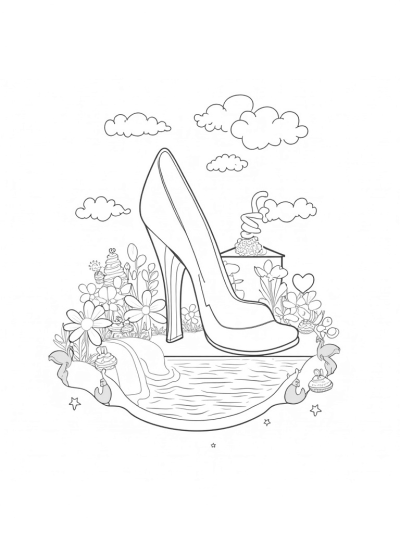 Dreamhouse High-Heeled Shoe with Colorful Garden