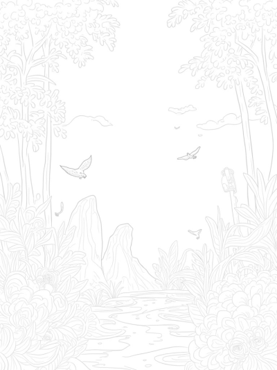 Prehistoric Jungle with Dinosaur Footprint