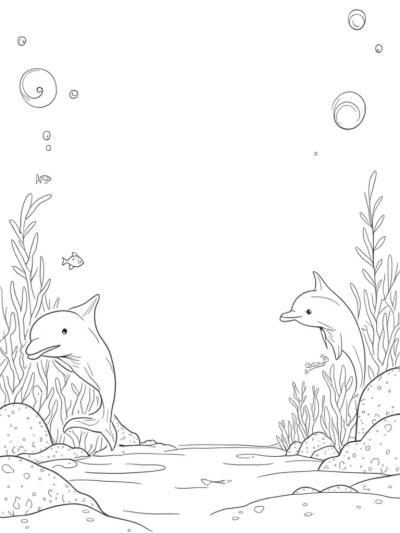Playful Dolphins in an Underwater Grotto