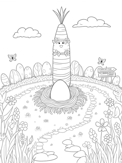 Giant Eggs and a Golden Nest in a Magical Garden
