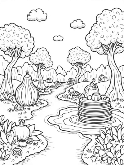 Enchanted Fruit Orchard with Pancakes and Watermelon Fountain