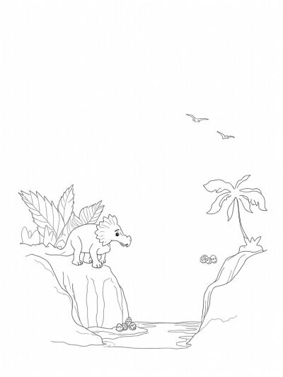 Triceratops in a Prehistoric Jungle