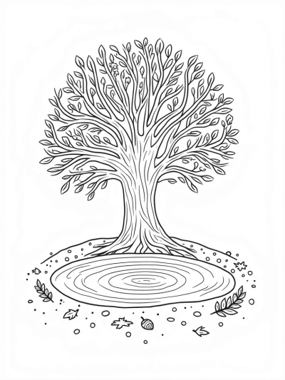 Swirling Tree Through the Seasons