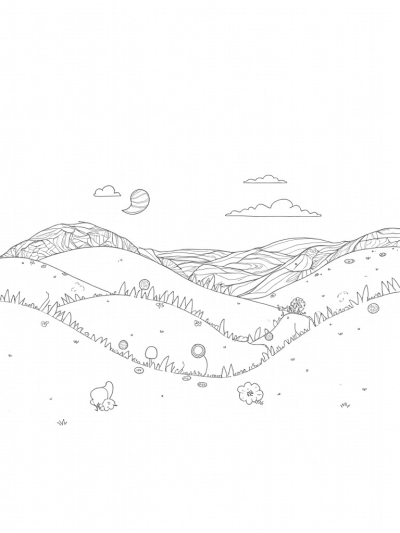 Dreamy Landscape of Fabric Waves and Giant Buttons