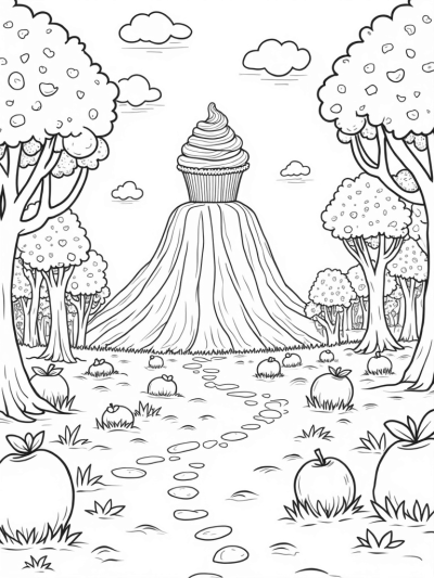 Giant Fruit Orchard with Cupcake Mountain