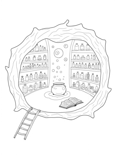 Potion Laboratory Inside a Giant Tree Trunk