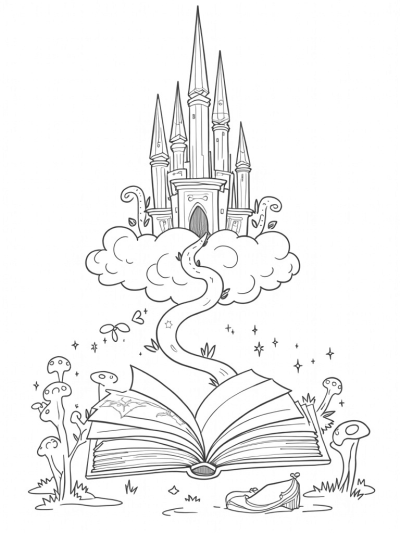 Crystal Castle on a Cloud with a Magical Garden