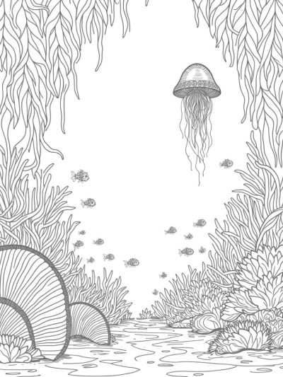 Underwater Garden with Colorful Seashells and Luminous Coral