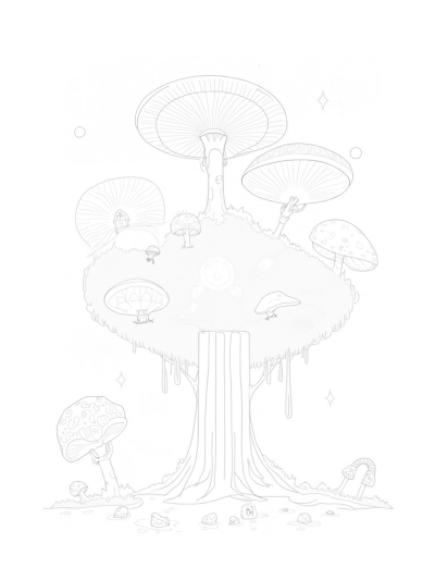 Floating Island with Spiraled Mushrooms and Glowing Tree
