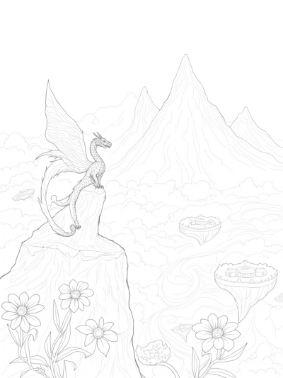 Majestic Dragon Over Crystal Peaks