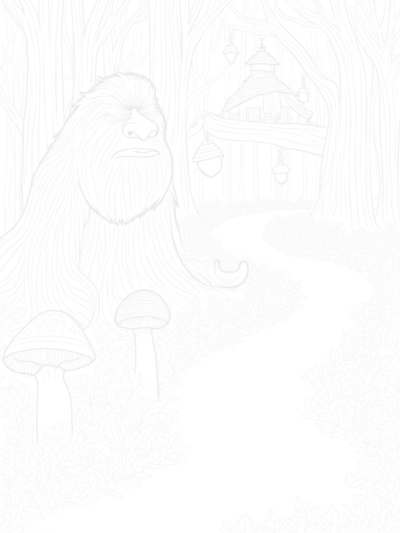 Twisted Forest Path with Gruffalo Stone and Treehouse