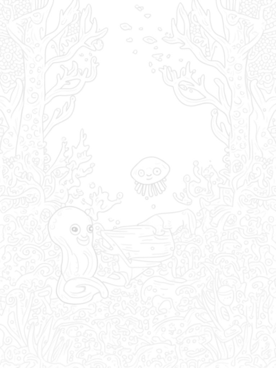 Underwater Forest with Friendly Octopus and Playful Dolphin