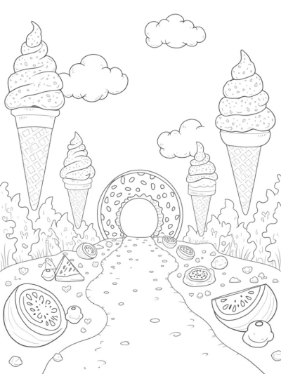 Ice Cream Cone Forest with Donut Archway
