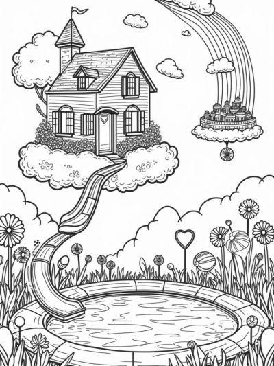 Floating Dreamhouse with a Giant Shoe Slide