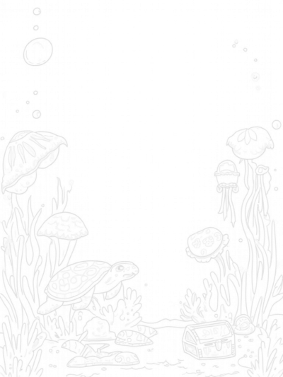 Underwater Garden with Coral Flowers and a Turtle