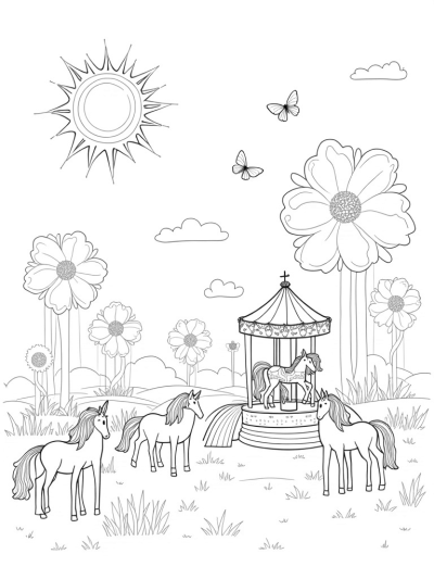 Colorful Ponies in a Magical Meadow