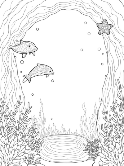 Underwater Dreamscape with Dolphins and Starfish Throne