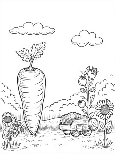 Oversized Vegetables in a Whimsical Farm Landscape