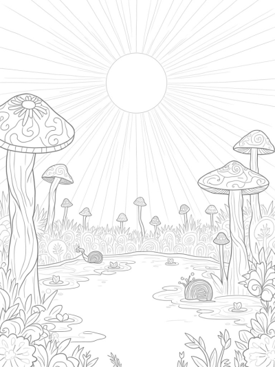 Oversized Flower Garden with Sun and Snail