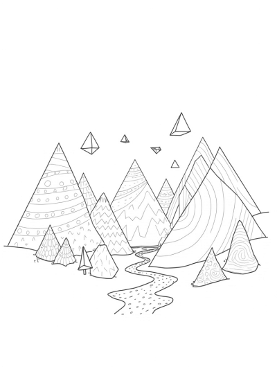 Colorful Triangular Landscape with Patterns