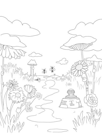 Oversized Flower Garden with Petal Umbrellas