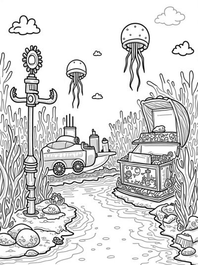 Underwater City with Sea Creature Submarines