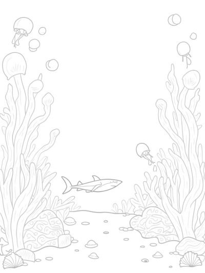 Underwater Garden with a Shark and Jellyfish