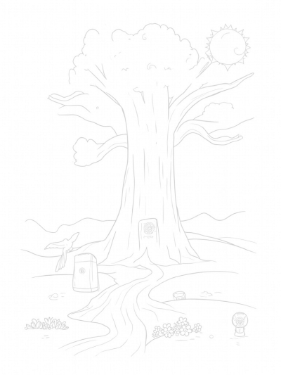 Ancient Tree by the Serene River