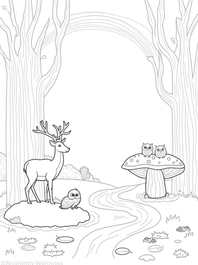Majestic Deer in a Whimsical Forest Glade