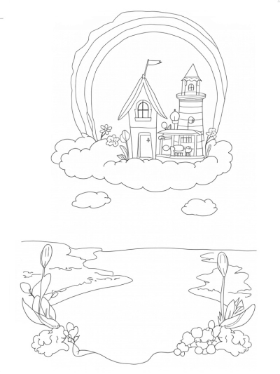 Dreamhouse on a Cloud with Rainbow and Carousel