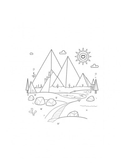 Triangular Mountain and Reflective Lake Scene