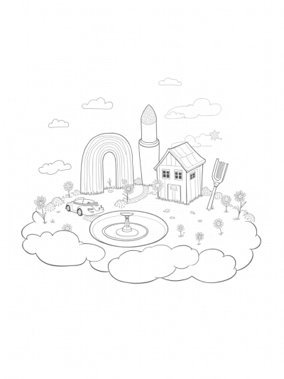 Dream House on a Pastel Cloud with Fun Furniture