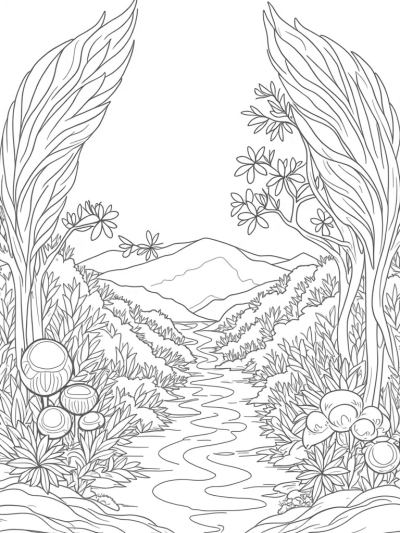 Garden of Eden with Tree of Knowledge and Angel Wings
