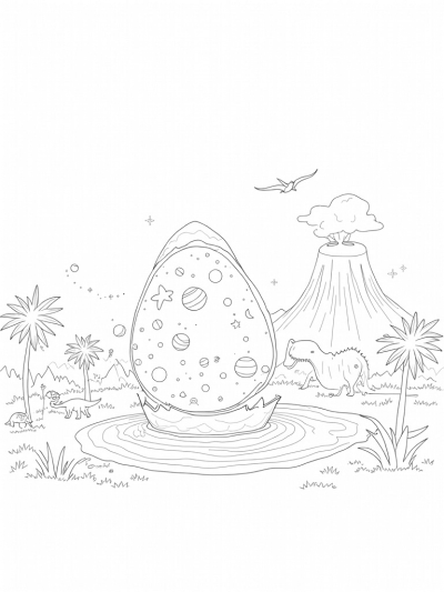 Dinosaur Egg in a Starry Jungle