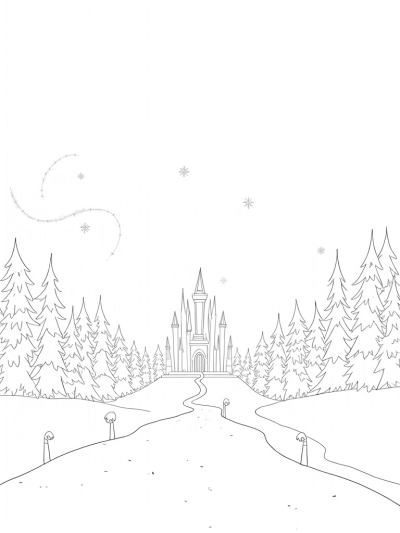 Majestic Ice Castle in a Frozen Forest